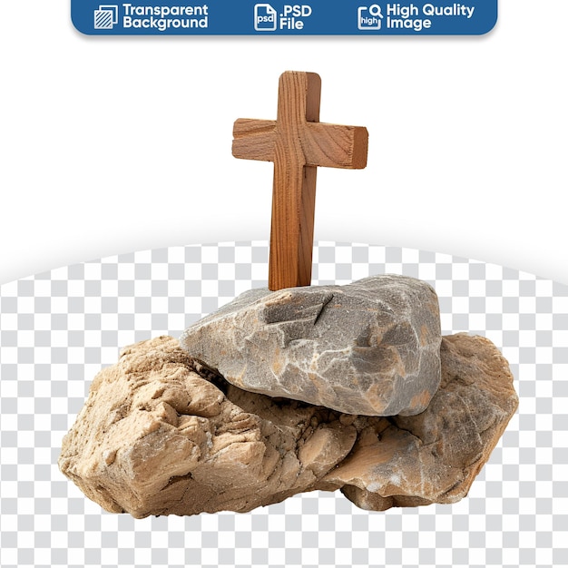 PSD the stone and the wooden cross a religious christian symbol