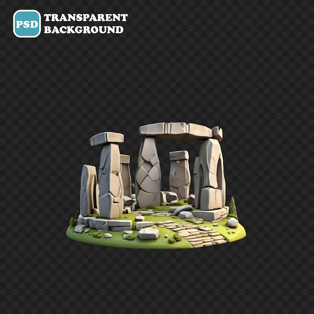 PSD stonehenge icona isolata 3d rendering illustrazione