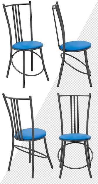 Stool for a home or cafe. An element of the interior. Isolated from the background. In different ang
