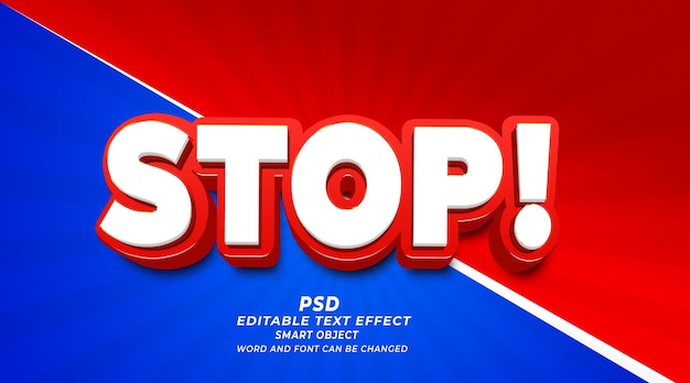 Stop 3d editable photoshop text effect style