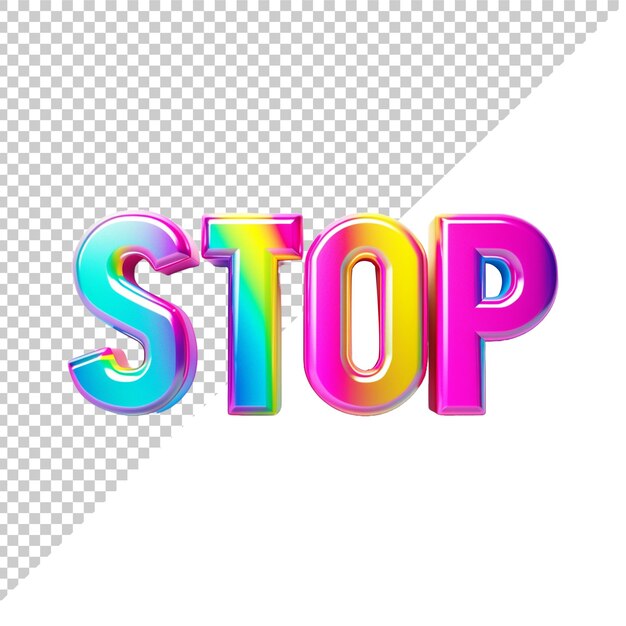 PSD stop 3d text with transparent background