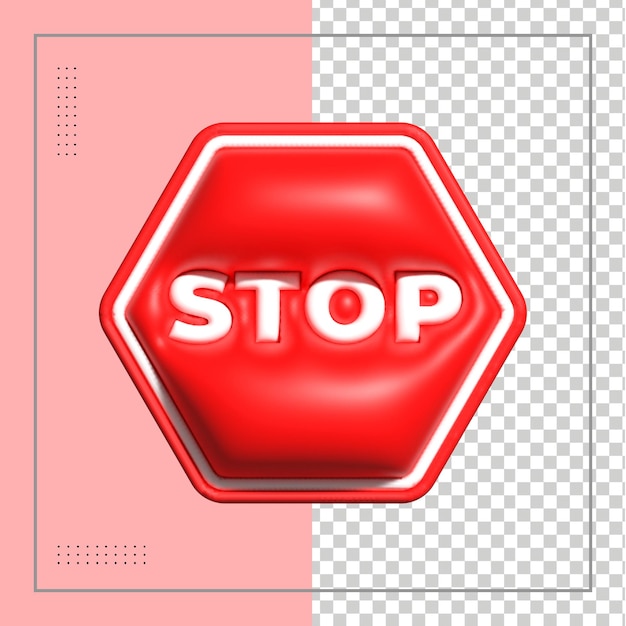 Stop Alert or Warning signs 3d rendering of alert isolated on a transparent background