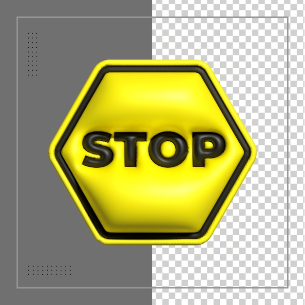 stop alert or warning signs 3d rendering of alert isolated on a transparent background