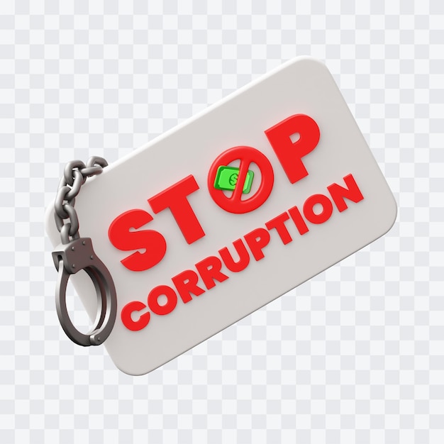 Stop Corruption Sign 3D Illustration