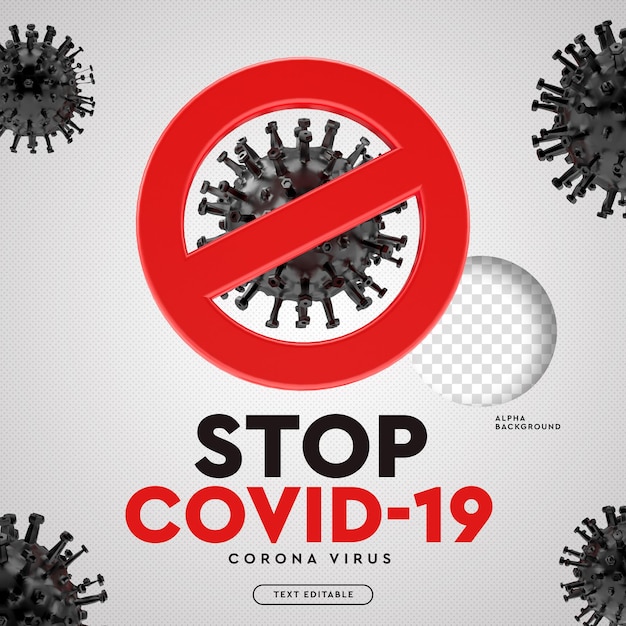 PSD stop covid-19 symbol corona virus 3d