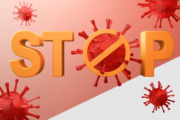 Stop covid-19 virus in 3d rendering concept