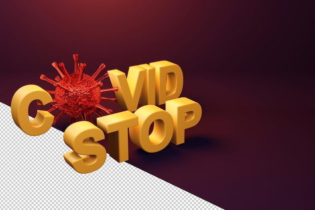 Stop het covid-19-virus in 3d-rendering concept