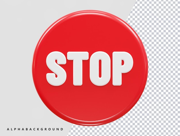 PSD stop icon 3d rendering illustration text effect