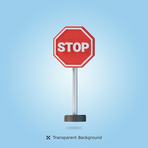 PSD stop sign 3d icon illustration