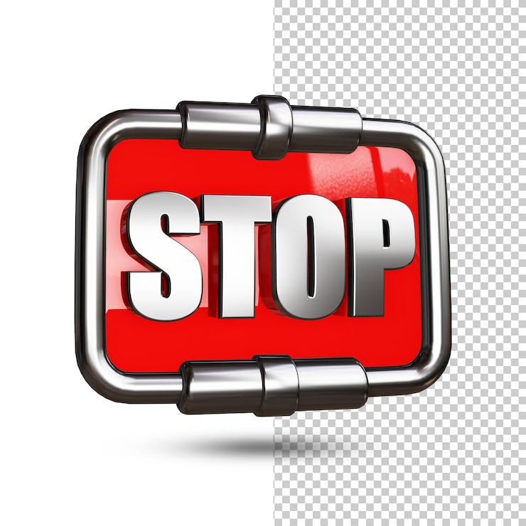 PSD stop sign 3d rendering icon design alpha background