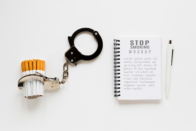 PSD stop smoking concept with handcuffs