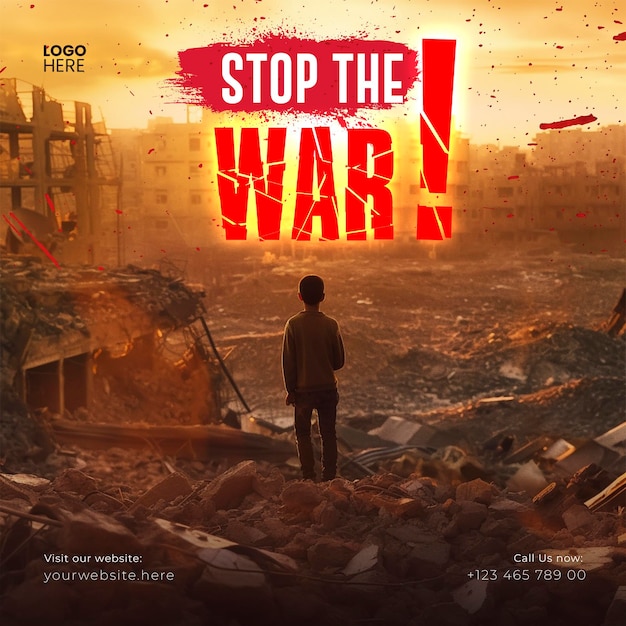 PSD Шаблон поста в социальных сетях stop the war