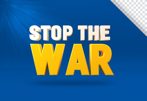 Stop war ukraine russia conflict 3D text over a blue background and isolated layered elements