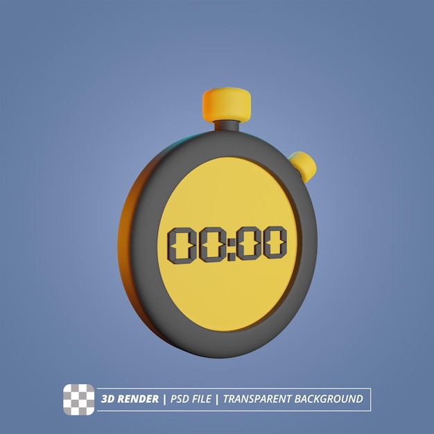 PSD stop watch 3d render isolated images