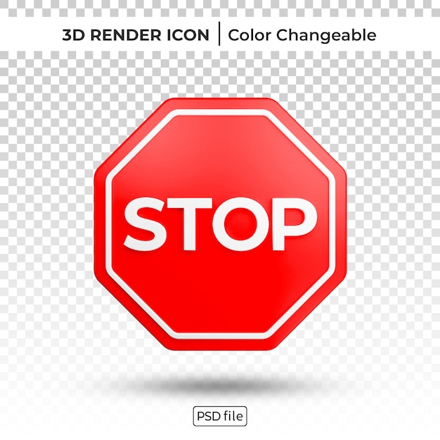 Stopbord 3d render kleur veranderlijk pictogram