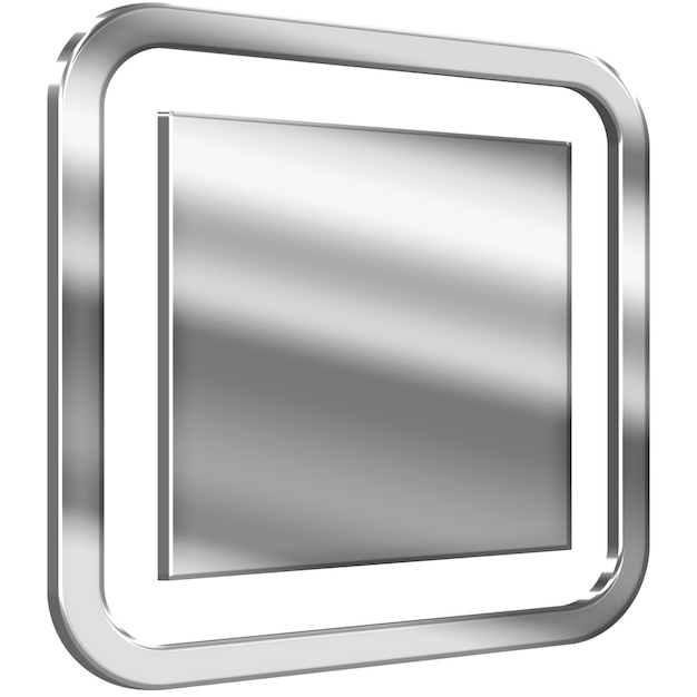 stopknop 3D icoon met zilveren metalen effect