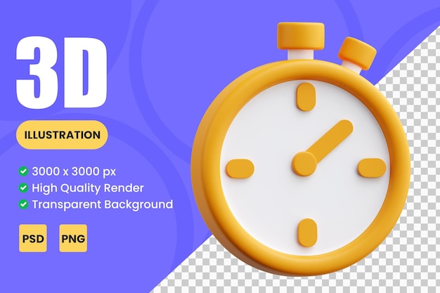 Stopwatch 3D Icon Illustrations