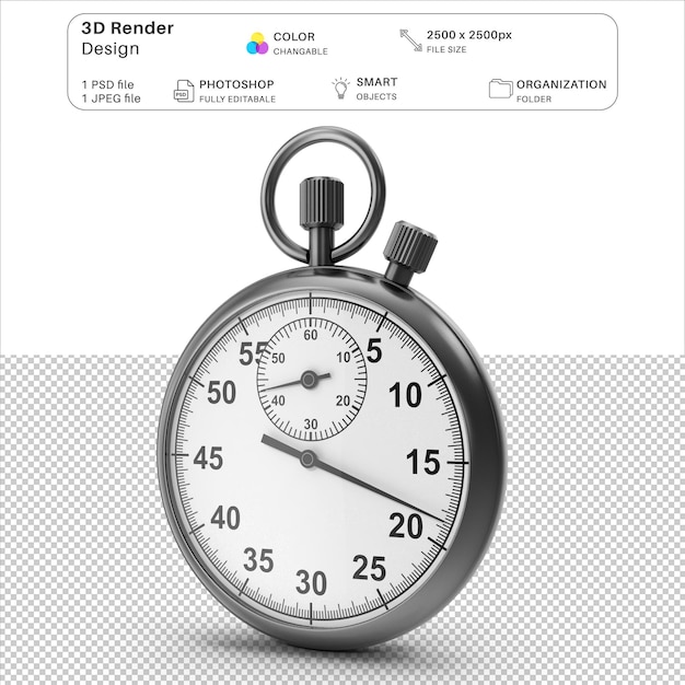 stopwatch 3d modeling psd