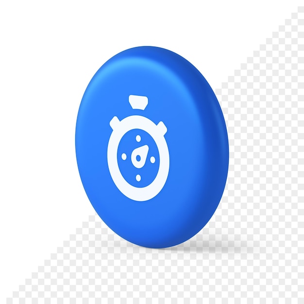 PSD stopwatch button timer speed time counting application panel interface 3d round isometric icon