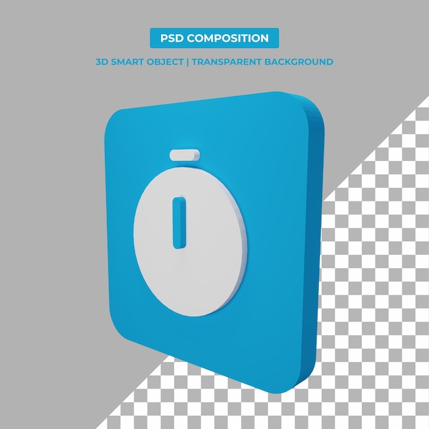 PSD stopwatch pictogram 3d-rendering transparante achtergrond