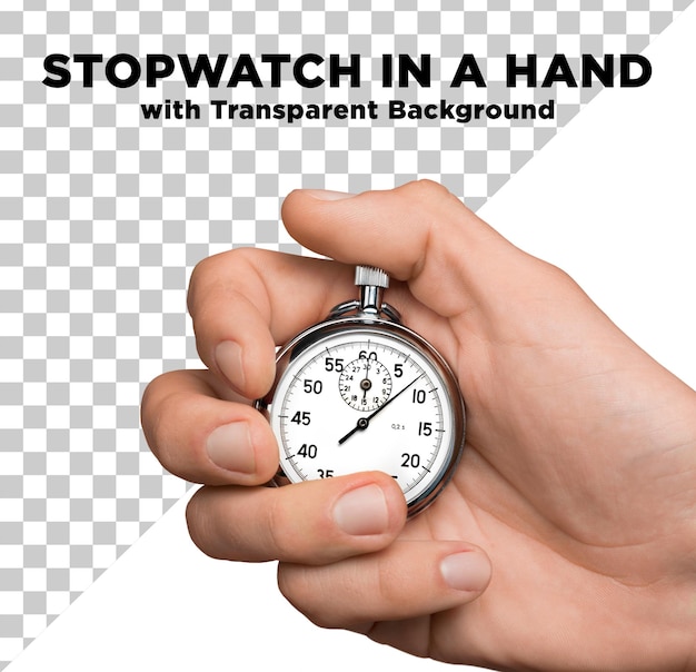 Stopwatch Timer in a Hand Photo PSD with Transparent Background