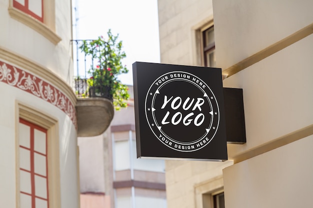 store brand logo sign mockup