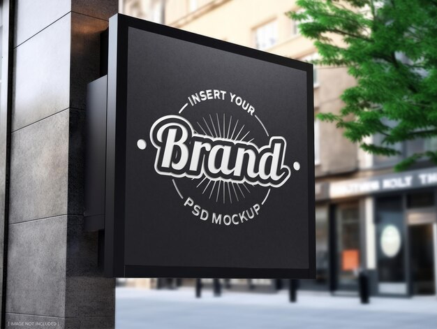 PSD store brand sign closeup mockup