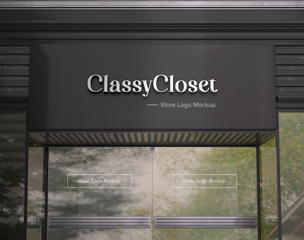 Store entrance logo mockup