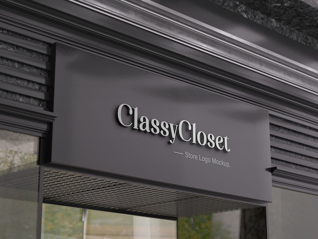 Store entrance logo mockup
