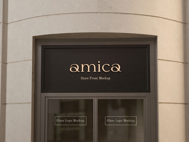 Store entrance logo mockup