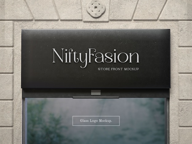 Store entrance logo mockup
