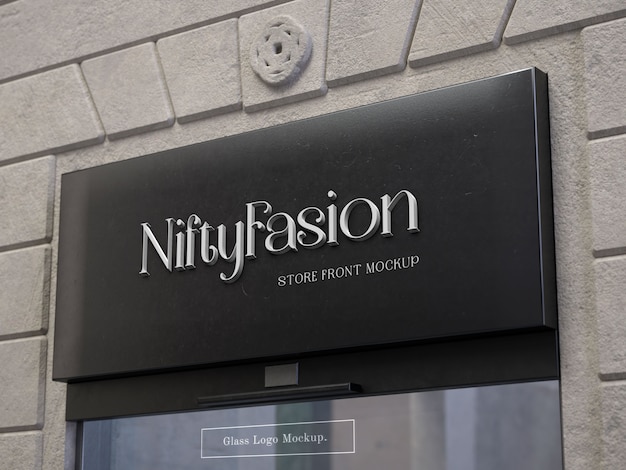 Store entrance logo mockup