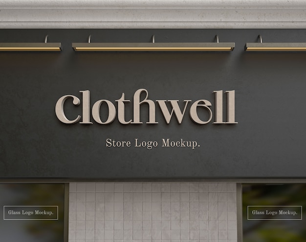 PSD store entrance logo mockup