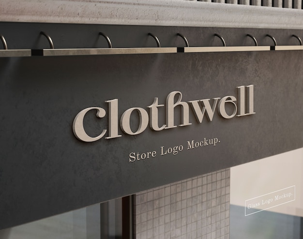 PSD store entrance logo mockup