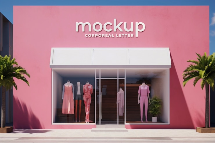 PSD store exterior logo mockup design