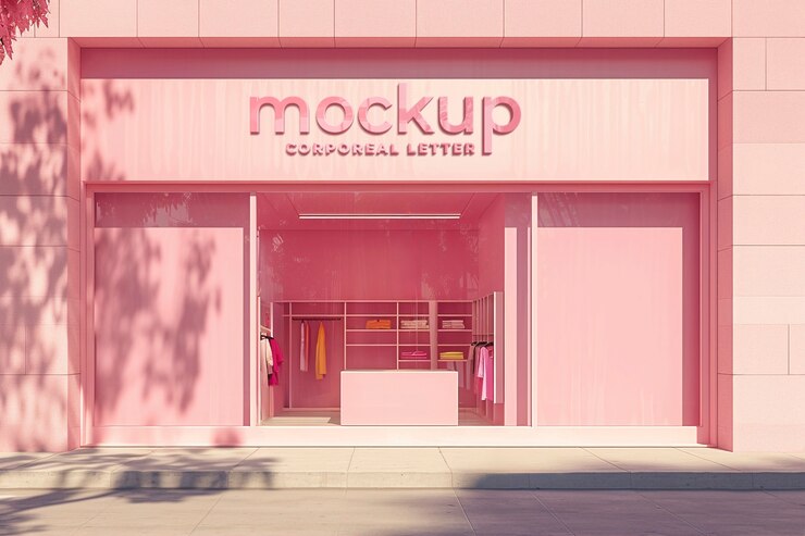 PSD store exterior logo mockup design