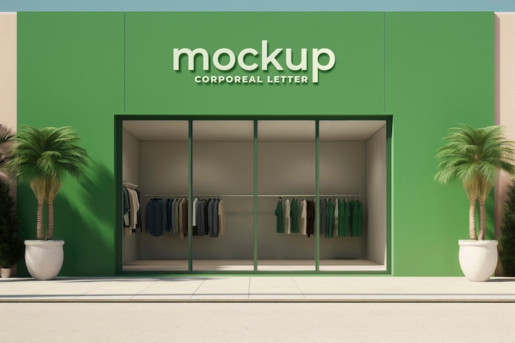 PSD store exterior logo mockup design