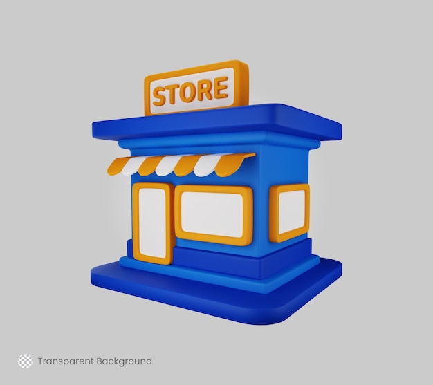 Store grocery shop building 3d icon render illustration