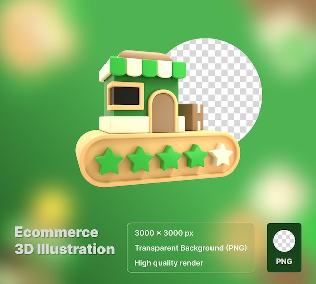 高品質のレンダリングを使用した店舗評価の3dイラスト