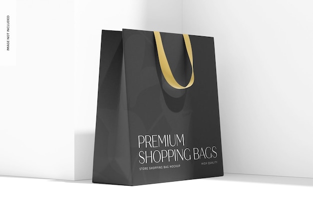 Store shopping bag mockup, left view