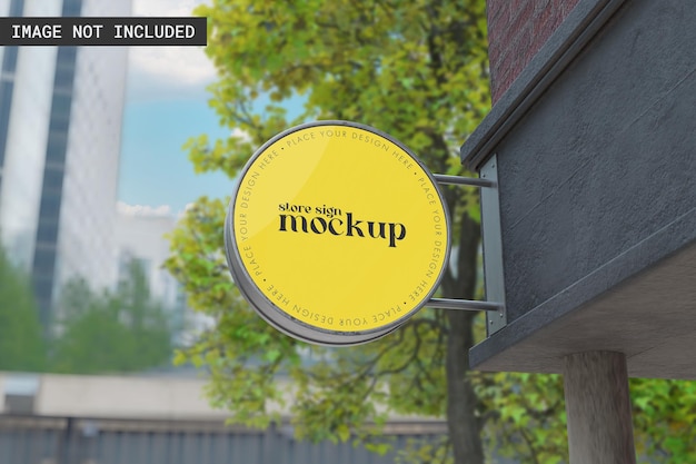 Store Sign Mockup 현실적인 렌더링 전면 각도 보기