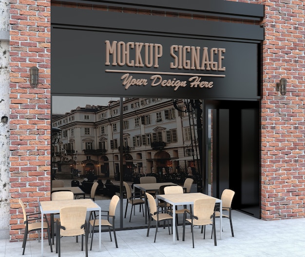 PSD store signboard mock-up design