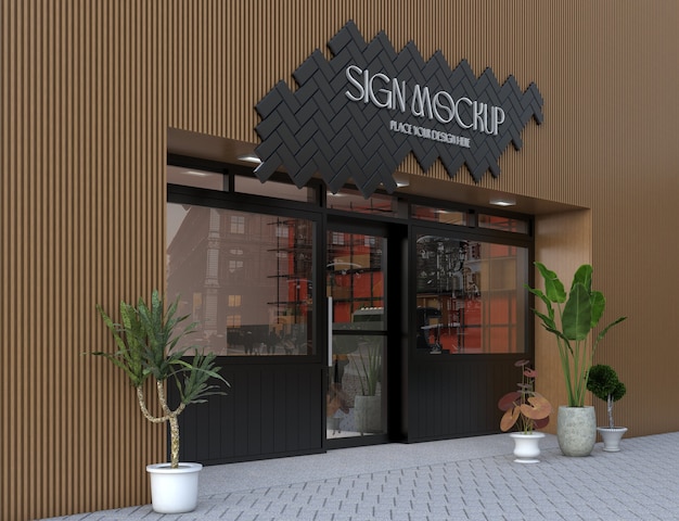 PSD store signboard mock-up design