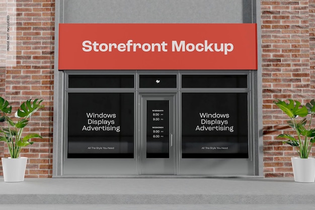 PSD storefront mockup, front view