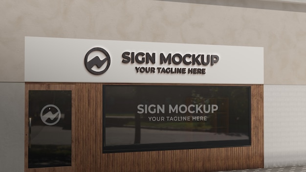 PSD storefront view with sign mock-up design