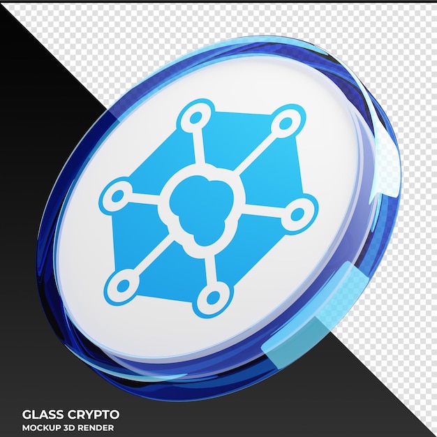 storj glass crypto coin 3d illustration