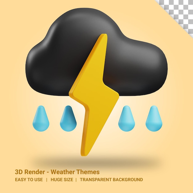 Storm 3d illustration with transparent background