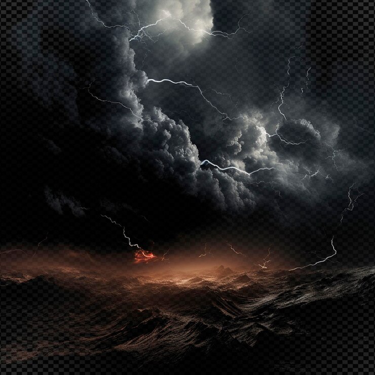 PSD a storm cloud is flying over a mountain