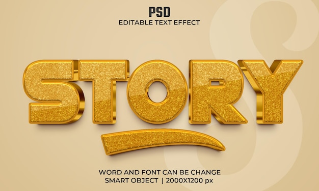 Story 3d editable text effect premium psd with background