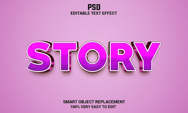 PSD story 3d editable text effect with background premium psd